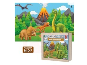 Quebra-Cabeça Madeira Dinossauros 30 Peças